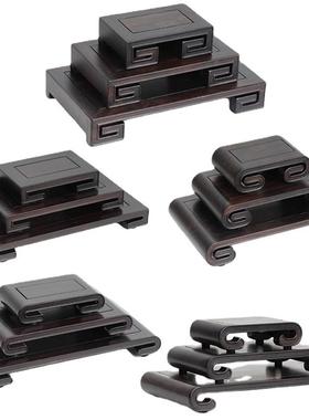 红木黑檀摆木书卷件ZJ3698底奇座石盆栽文玩托架花长方形实木复古