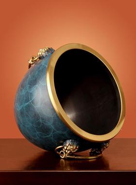 《厅故铜无品牌/缸》小号纯大黄铜米缸宫聚宝盆摆件招财客聚财铜