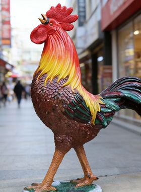 仿真发光大公鸡雕塑摆件大号户外庭院店铺门口装饰招财风水生肖鸡