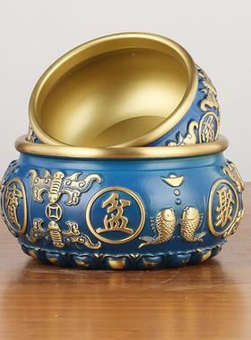 黄铜聚宝盆件八聚宝盆八福盆聚宝盆彩绘红色蓝色宝聚宝家摆居260