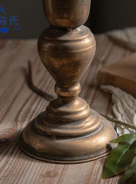 瓶欧式复古花花摆件客厅样板铁房金色艺插花器轻奢软装饰品店A283