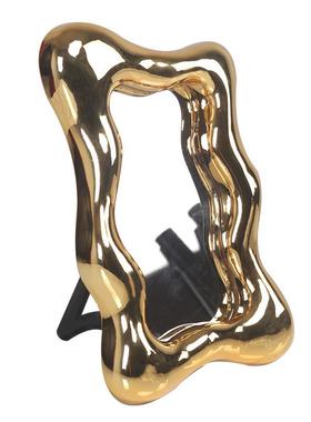 电镀脂摆件北欧代现简约冰块装饰镜几IOR桌面抽纸巾盒组树合何装