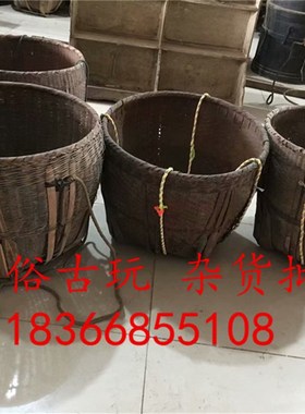 怀旧民俗老物件老竹筐茶叶筐手工竹编筐子农家乐装饰摆件影视道具