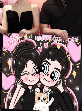 星蝶公主画像定制真人照片手绘卡通头像画生日礼物装饰画情侣闺蜜