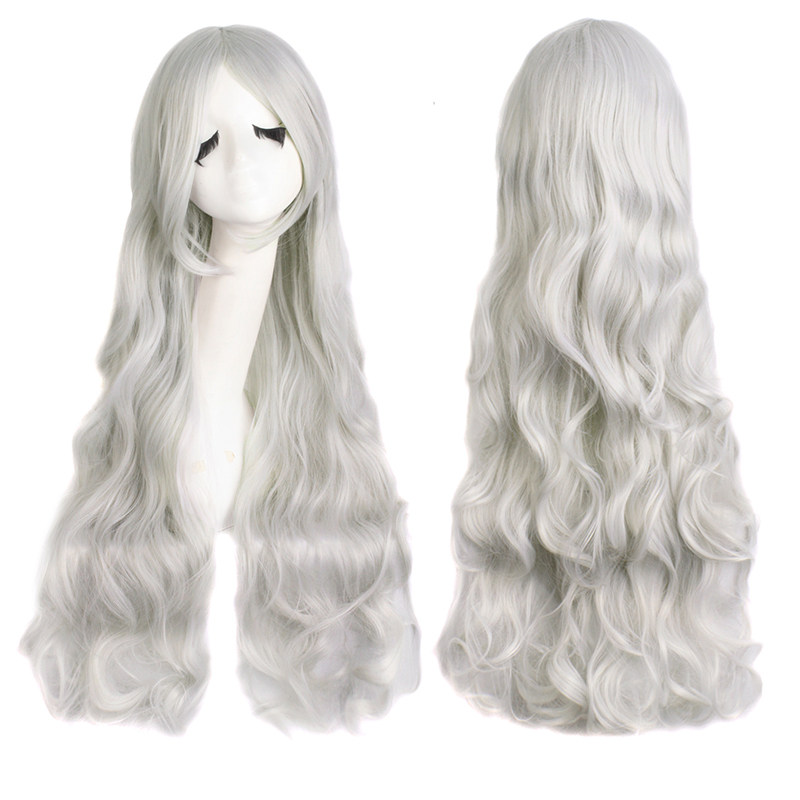 cos假发女长卷发齐斜刘海万用80cm浅灰色Lolita大波浪动漫全头套,淘宝优惠券,粉丝福利购,淘宝优惠卷