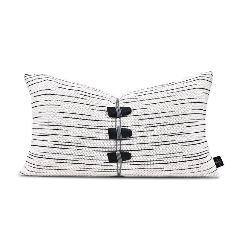 高级感新中式沙发抱枕套黑白肌理配饰腰枕样板房床头定制背垫靠垫 - 图2