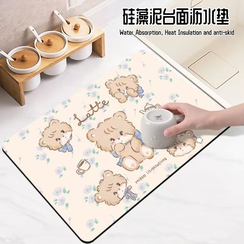 可爱硅藻泥厨房台面沥水垫洗手台吸水垫洗碗池旁防水防滑垫隔热垫,淘宝优惠券,粉丝福利购,淘宝优惠卷