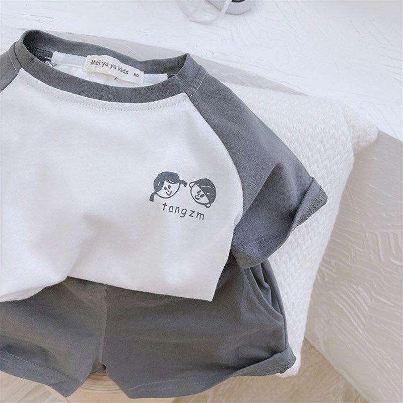 儿童纯棉短袖套装两件套韩国男童宝宝潮插肩袖T恤沙滩短裤上衣,淘宝优惠券,粉丝福利购,淘宝优惠卷