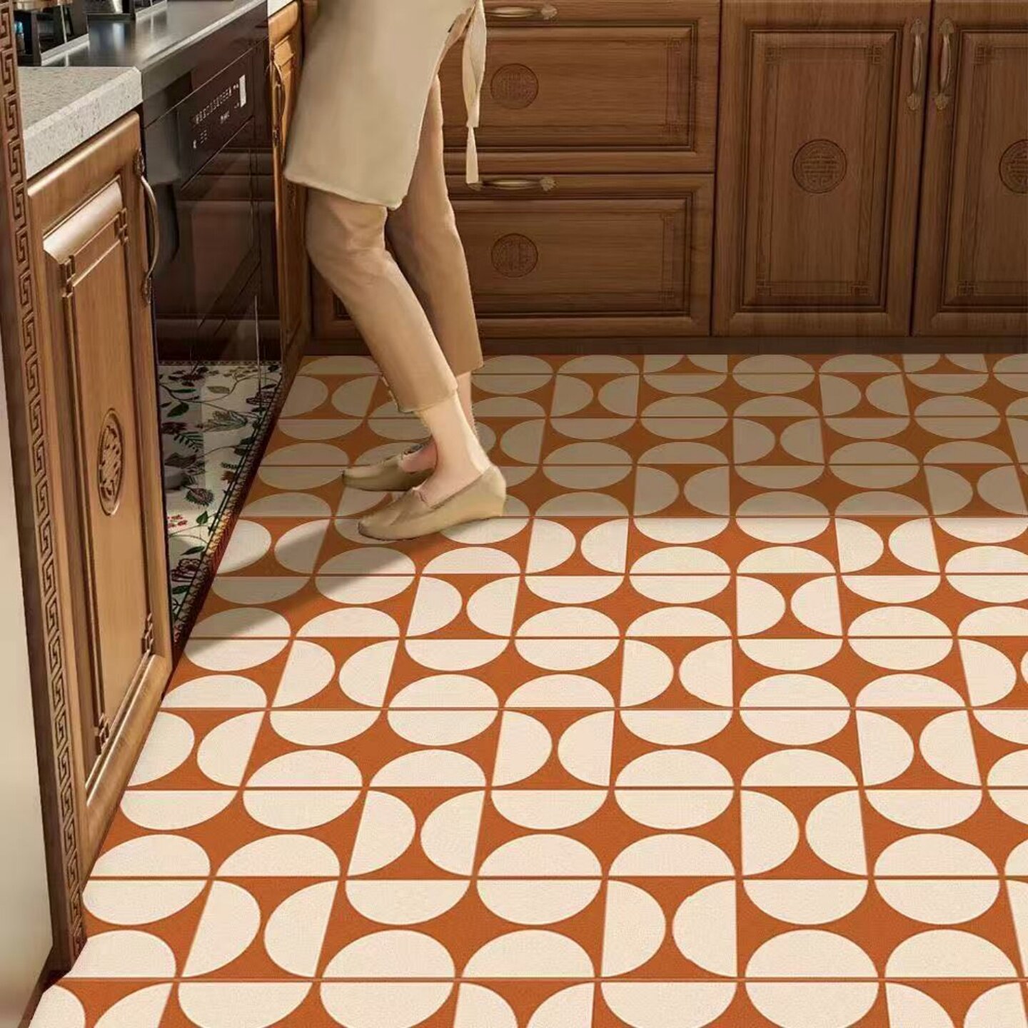 Kitchen PVC oil-proof, waterproof, no-wash, dirt-resistant floor mat