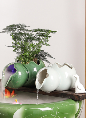 循环流水陶罐生态缸古法养鱼庭院造景摆件室内增氧过滤diy配件