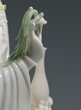 微美陶瓷12至19吋白瓷古莲观音佛像家用供奉摆件南海观世音菩萨像