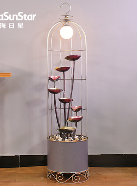 创意新中式招财流水 客厅沙发边电视柜旁落地 家庭装饰品家居摆件