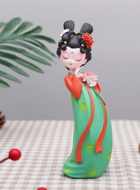 国风创意古风唐仕女汉服少女摆件玄关家居装饰客厅唐宫夜宴侍女摆