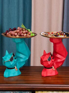 法斗犬摆件客厅玄关放钥匙收纳盒托盘入户门口进门鞋柜装饰品家居