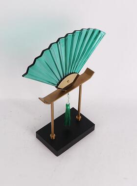 新中式玻璃扇形摆装饰件古书韵国MC-TY-22风创新家居饰售楼处餐厅