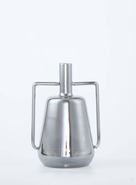 北欧简约创意板手把银色明玻璃醒壶酒透店C3七件套样间摆放装饰壶