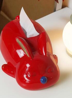 网红创意兔JFN子纸巾盒摆客件抽纸盒厅家餐用桌面茶几室可爱装饰