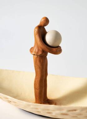 现代简摆约艺术船人创意关件桌BGP面玄置家物居装饰品样板间陈设