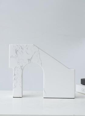 约现代抽象几何大建简筑创意摆件理样石板房141售楼处客厅桌面饰