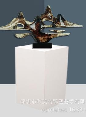 现代饰纯白色大理居石雕塑摆台酒店会所家艺术品装雕塑底座展示大