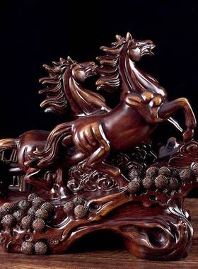 双赢马摆件招马到成开功客厅财装饰品领办公室桌摆设乔FT334导迁