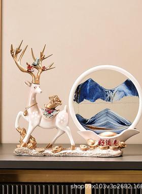 鹿中式客厅饰摆新家新居件招财鹿，品创意玄关电视柜桌面摆件装朋