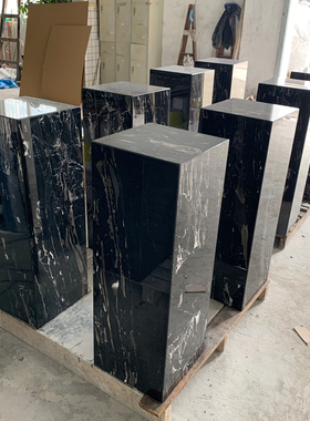 双层天然银白龙石材 酒店样板房会所现代简约方型展台 装饰品摆台