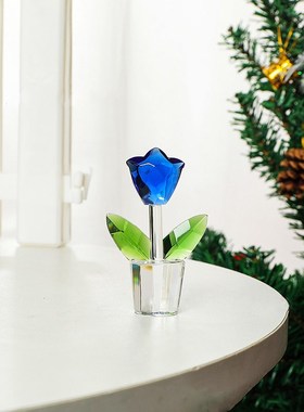 仿真郁金香小盆栽办公室绿植花卉迷你摆件玄关柜台装饰品拍照道具