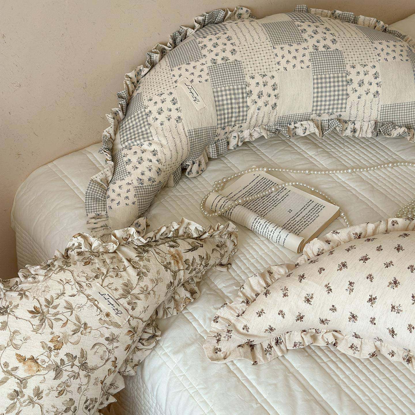 韩式in背XLs风荷叶边棉麻亮枕靠床儿头童月靠垫软糯软抱枕百搭可,淘宝优惠券,粉丝福利购,淘宝优惠卷