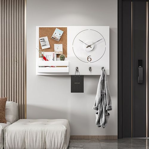 2024新款实木电表箱装饰画钟表现代配电箱挂钟遮挡时钟弱电盒带钟 - 图2