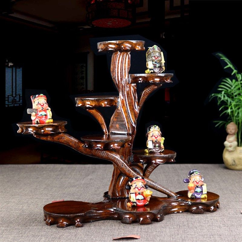 实木根雕底座花架博古架奇石头工艺品摆件紫砂茶壶花瓶盆栽托架子 - 图1