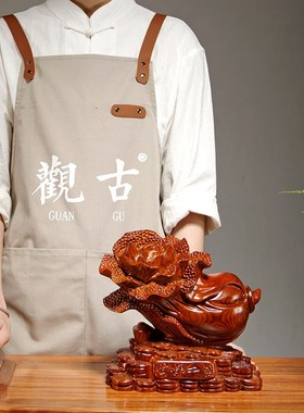 观古 花梨木雕白菜摆件 家居客厅玄关装饰开业礼品红木雕刻工艺品