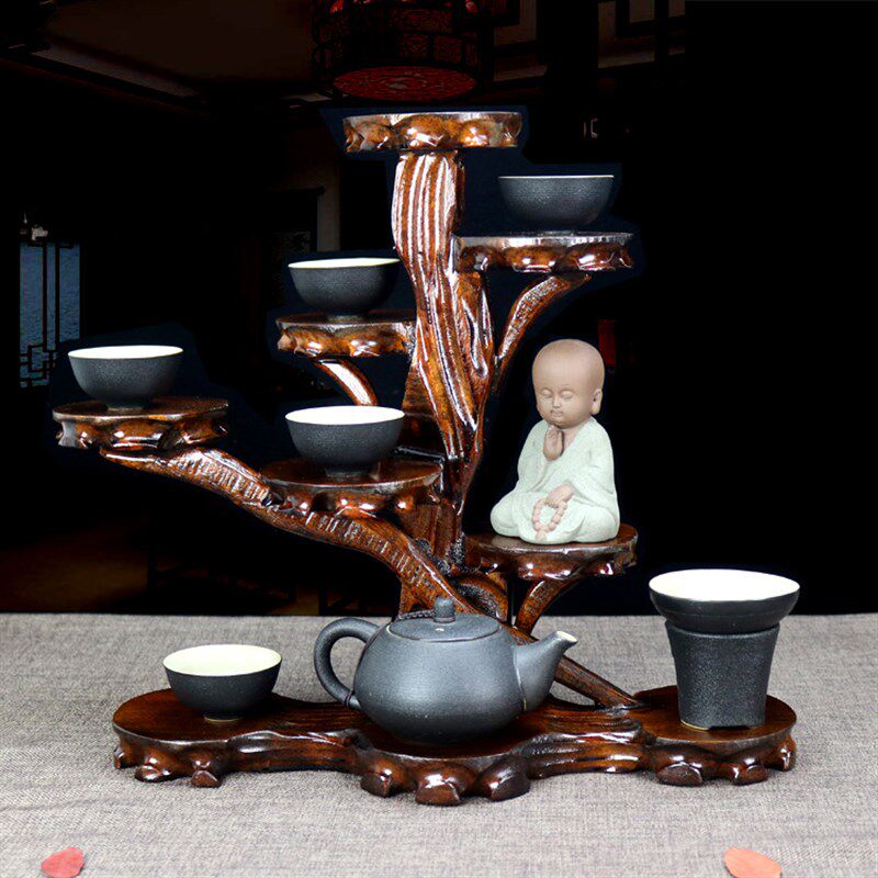 实木根雕底座花架博古架奇石头工艺品摆件紫砂茶壶花瓶盆栽托架子 - 图0