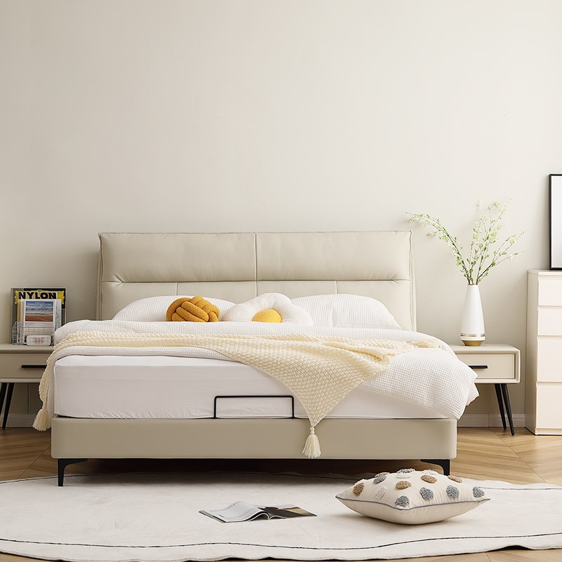 掌上明珠家居2年新款安心奶油风现代简约风软靠包人床 - 图0