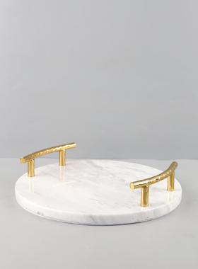 客新中式树脂蜗牛理石D1110托盘样板房视柜厅茶几家居大软装饰品