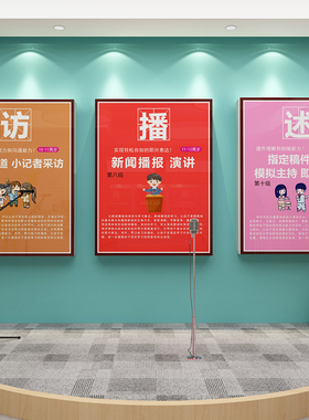 口才教室布置装饰播音小主持人礼仪培训班机构文化舞台背景墙面贴