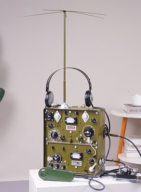 老式彷真电报机模型覆古旧无线电台发报机摆件小八一物件装饰道具