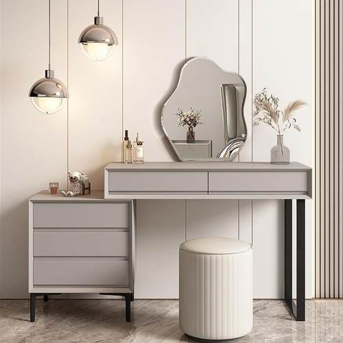 轻意纳式极简梳妆台小户ZKI型现代卧室妆奢实木化桌台感收柜一体 - 图2