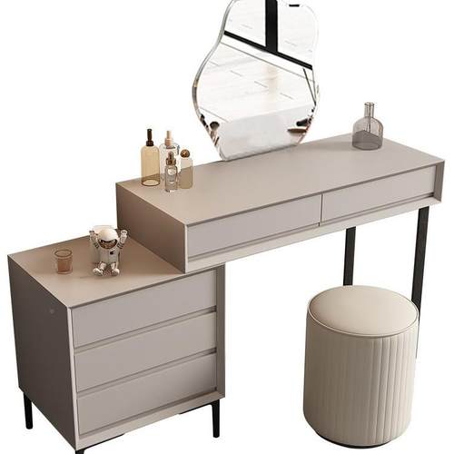 轻意纳式极简梳妆台小户ZKI型现代卧室妆奢实木化桌台感收柜一体 - 图3