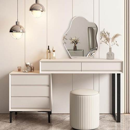 轻意纳式极简梳妆台小户ZKI型现代卧室妆奢实木化桌台感收柜一体 - 图0