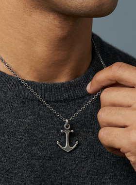 Zippo/之宝加勒比之锚钛钢项链男士船锚吊坠海洋欧美高级感礼物