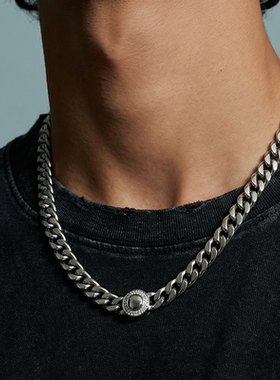 Zippo/之宝光轮古巴项链男士古巴链简约百搭锆石嘻哈原创高级礼物