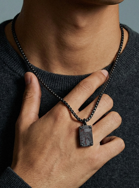 Zippo/之宝碳纤维无事牌钛钢男士项链军牌简约高级感小众设计礼物