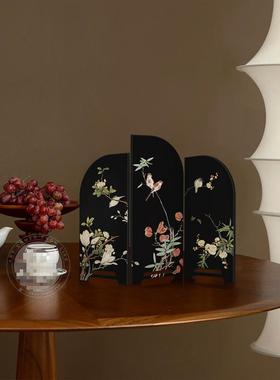 中古风墨小件屏风桌面摆新中式茶桌居dYppJMa4边柜斗柜竹装饰品家