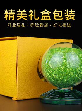 水晶球旋转摆件黄白水晶碎石能量球办公室书桌客厅装饰工艺品礼品