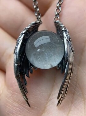 复古做旧氛围感天使之翼黑水晶诀别诗项链国潮气质百搭个性潮流酷