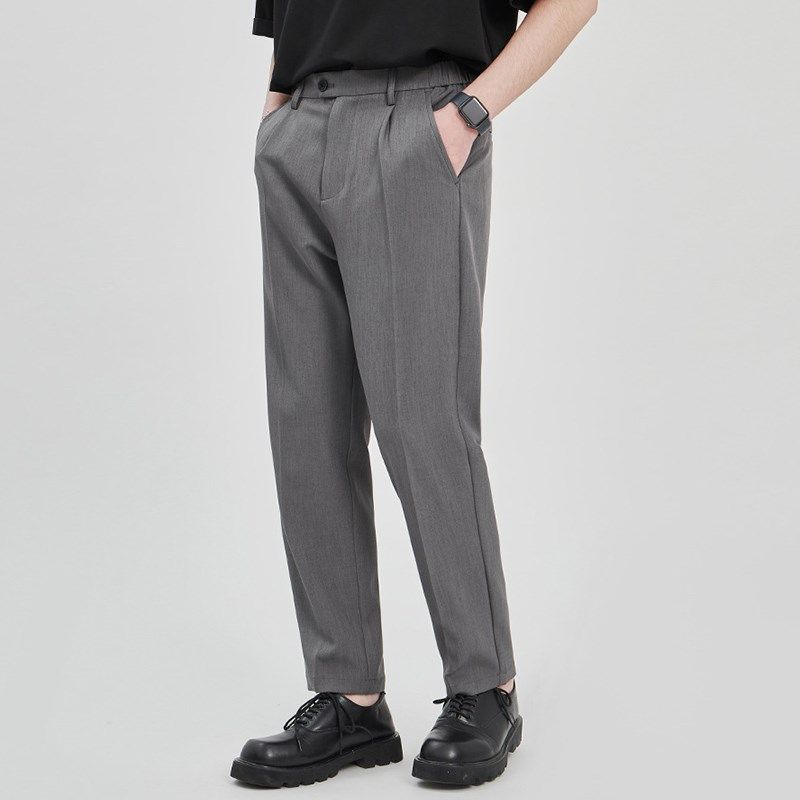 西裤男九分裤修身直筒抗皱垂感黑色卡其色商务时尚休闲裤,淘宝优惠券,粉丝福利购,淘宝优惠卷