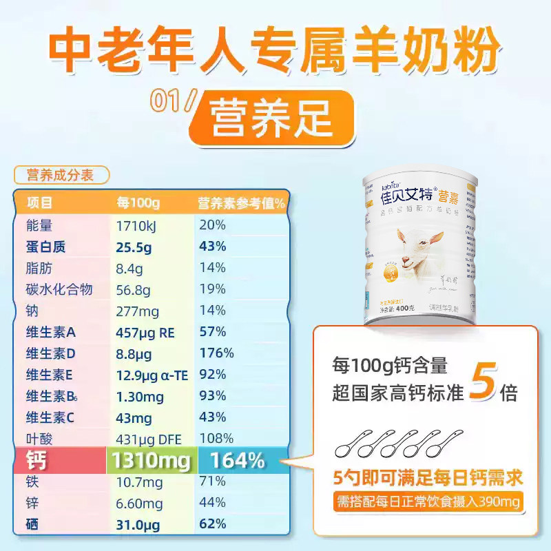 【礼盒装】佳贝艾特营嘉富硒高钙中老年人羊奶粉无蔗糖正品送礼,淘宝优惠券,粉丝福利购,淘宝优惠卷
