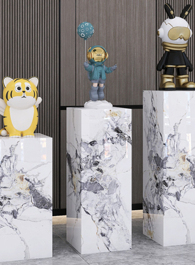 工艺品雕塑摆件底座展示台现轻奢岩板花架客厅酒店展厅会所装饰