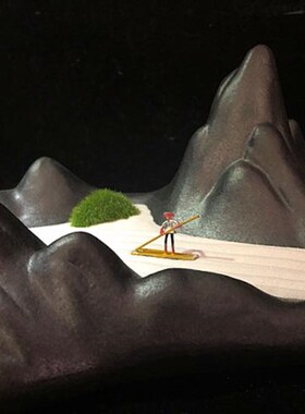 枯山水摆件 陶瓷山脉底座 紫砂陶瓷底座 盆景苔藓植物底盘 沙盘